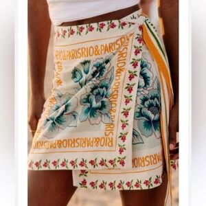 NWT Sezane x Farm Rio Lola Wrap Mini Skirt 34